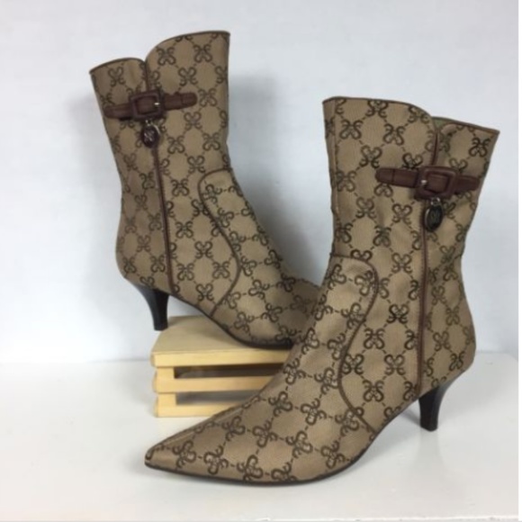 mustard kitten heel boots